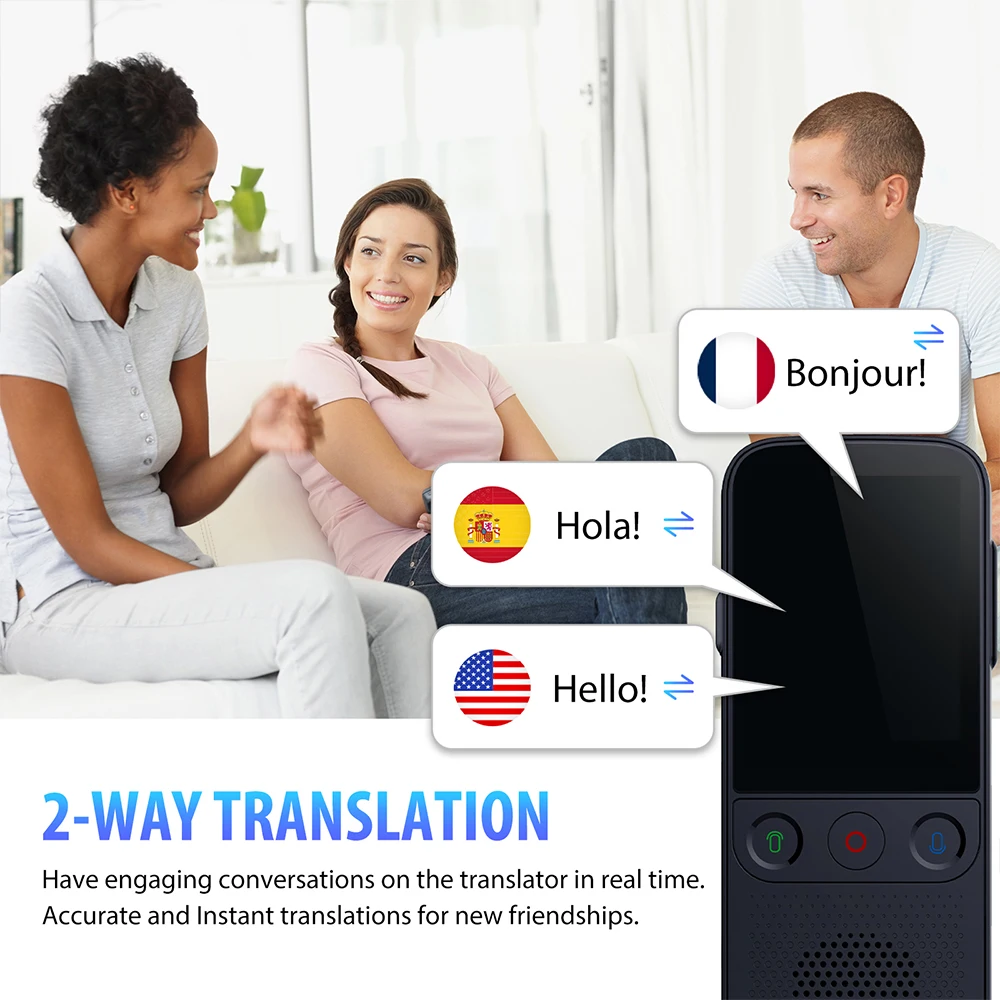 Instant Translator Device 2.4 Inch Touch Screen Support 137+ Online Offline Languages For Travel