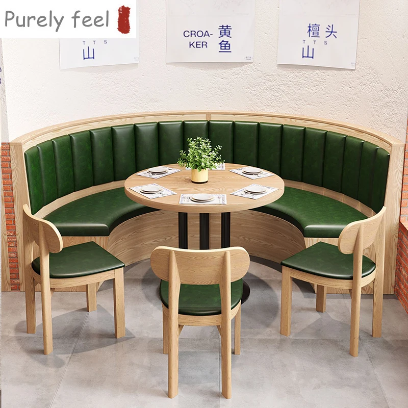 PurelyFeel Commercial Use Restaurant Sofa Booth Sets Fast Food Restaurant Table Chairs Booth Seating