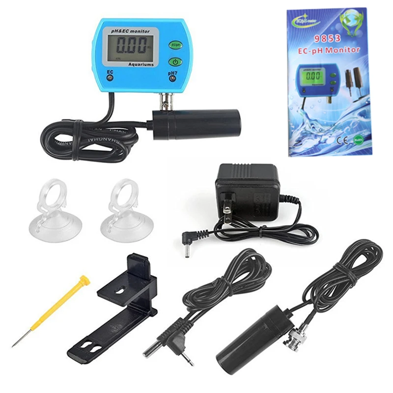 
Professional Multi-parameter Water Quality Monitor Online PH EC Tester Acidometer 2 in 1 PH EC Meter for Aquarium Hydroponics 