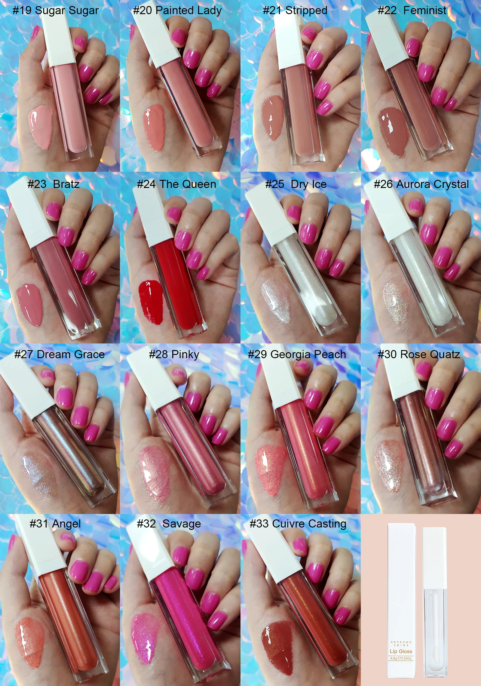 Wholesale makeup lip gloss set cosmetics shimmer clear lip gloss private label lipgloss set