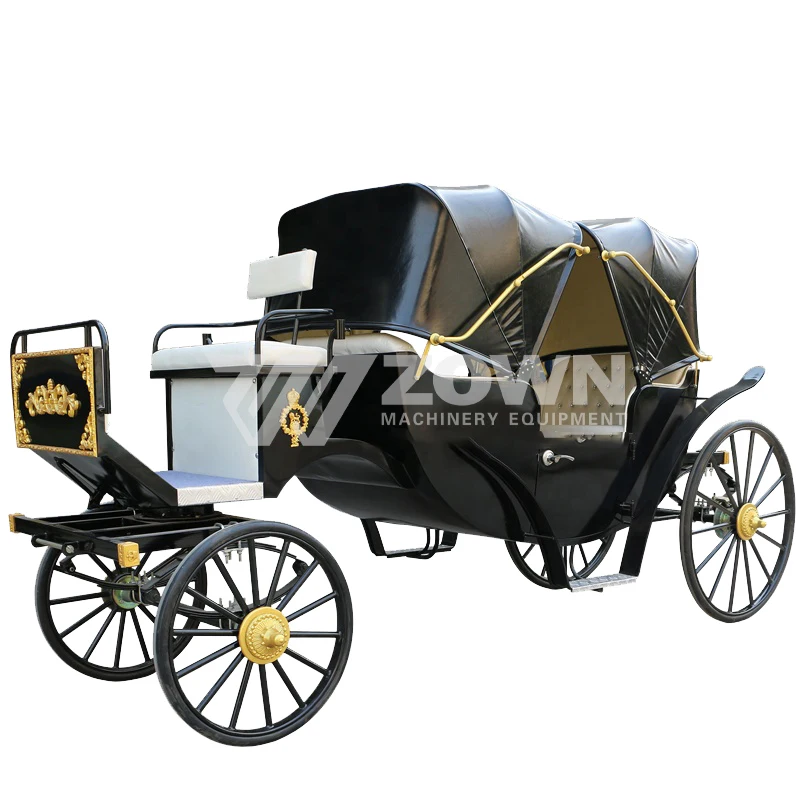Luxury Black Sightseeing Victoria Electric/Horse-drawn Style Carriage Royal Classic Sightseeing Carriage for Sale with Lights