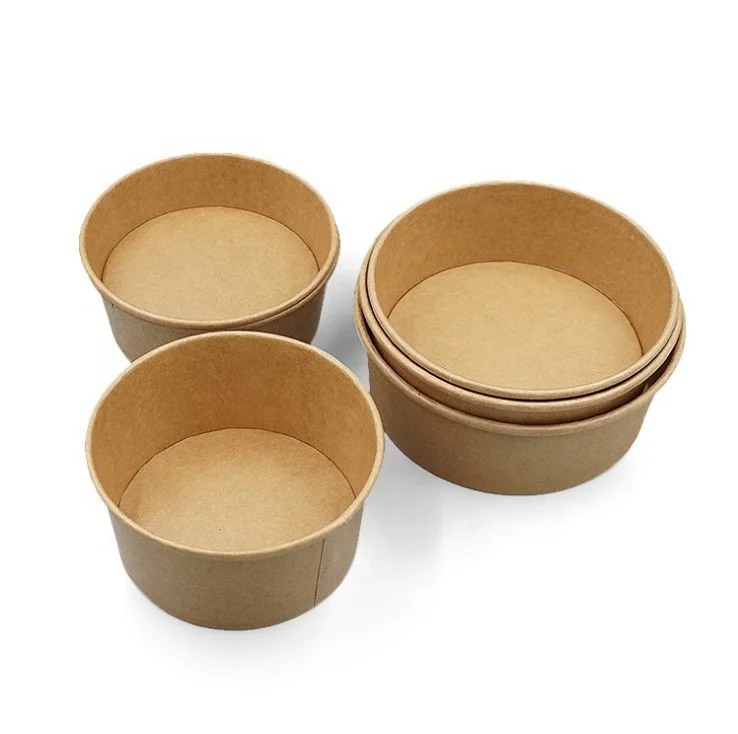 HeePACK Best selling Biodegradable Kraft Paper Cup disposable Paper Tub/Bowl With Paper Lid and plate