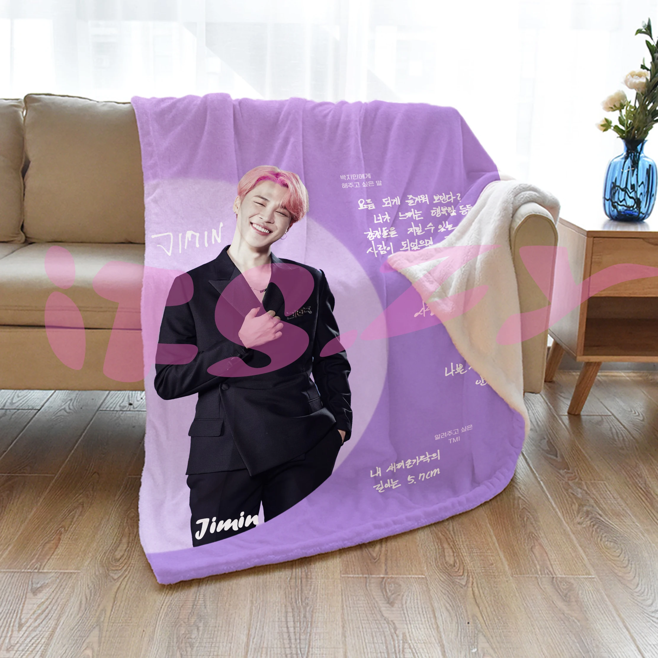 Customized 300GSM Flannel Blanket For Bed Walmart Fleece Throw Handsome Boy Pullover BTS Printing Blanket For Winter Flannel