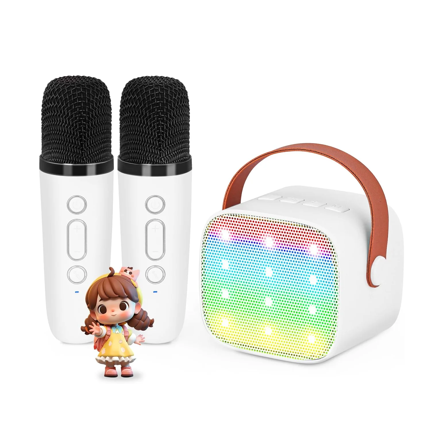 GL Fun Voice Changing Function Portable Bluetooth Speaker, 2 Wireless Microphones Mini Karaoke Machine for Kids Adults