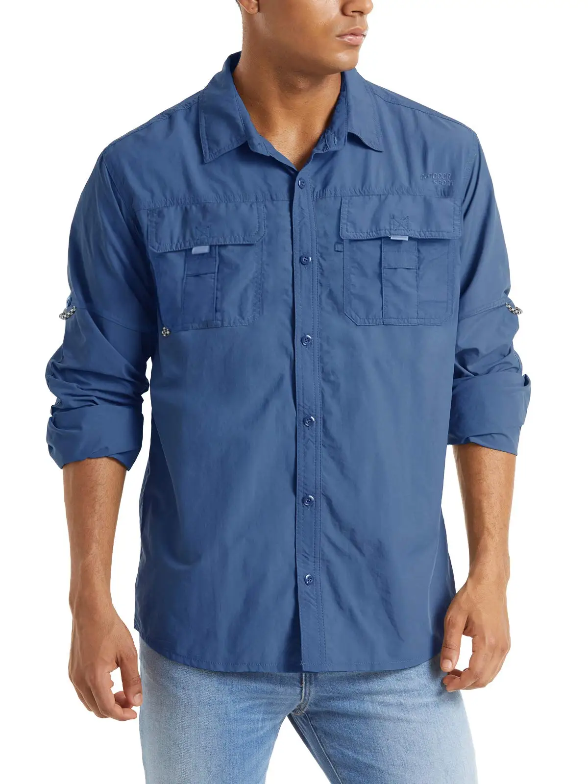 Lowest  Factory price work shirts men long sleeve custom logo blue work shirt for men