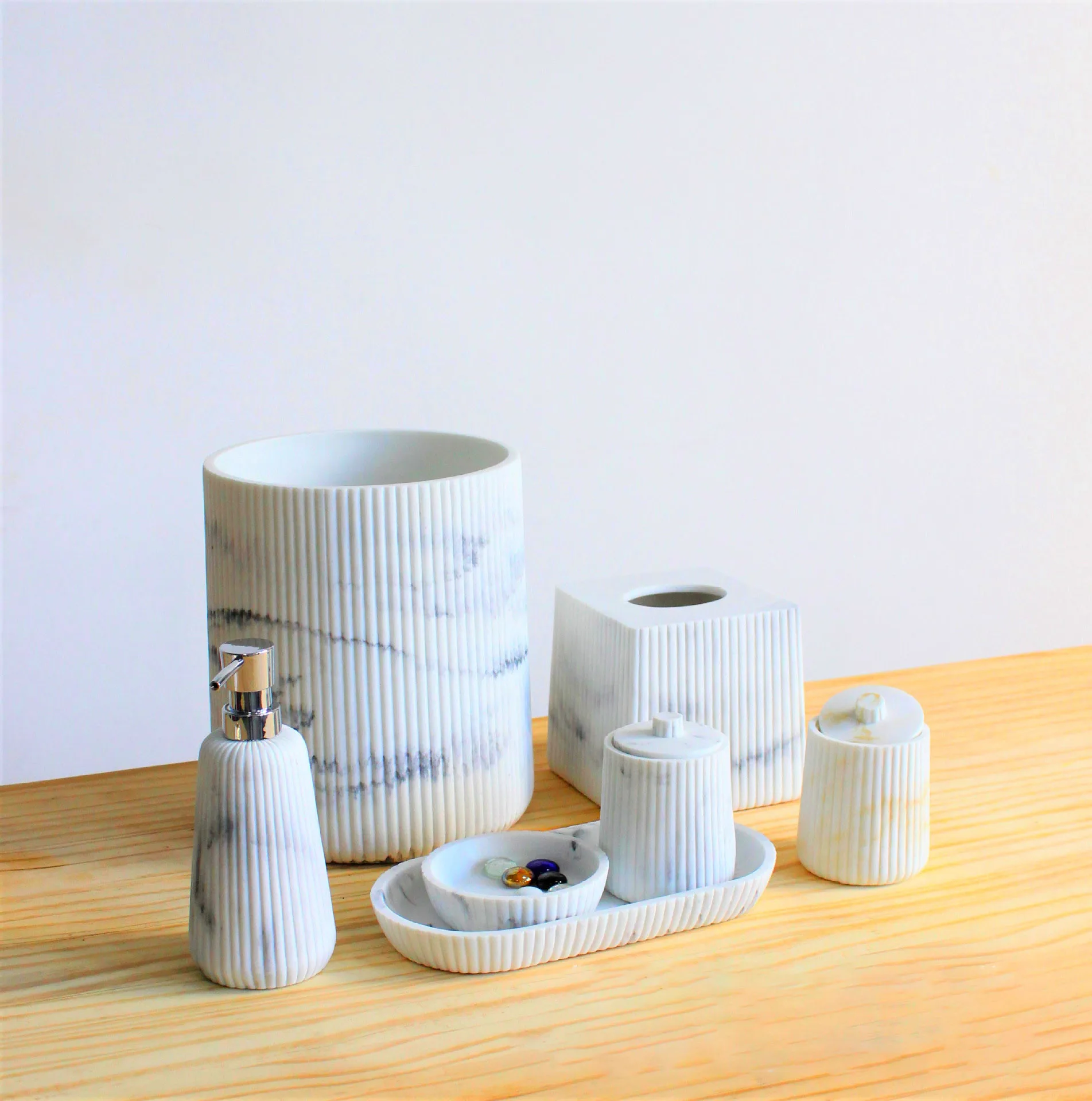 Elegant Black Marble Bathroom Accessories Set Toilet Trash Can reusable Stone home accessories Resin Bathroom Set