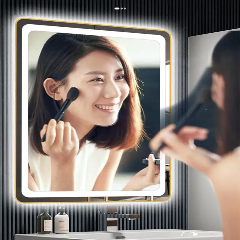 Modern style square Intelligent bathroom mirror LED backlight demist smart mirror wall mirror