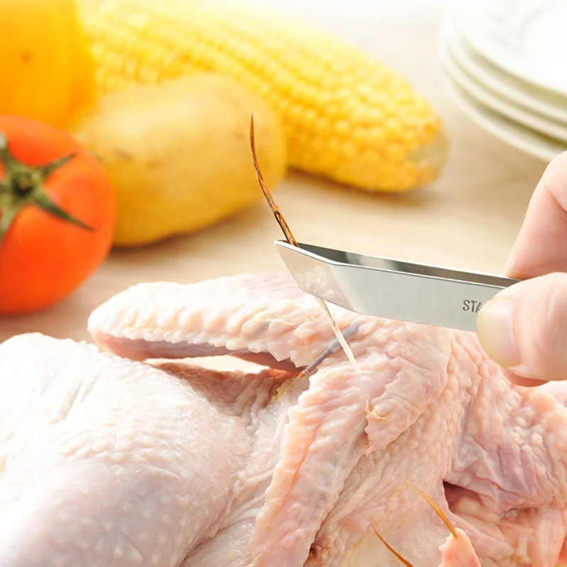 Kitchen Gadget Flat 430 Stainless Steel Pliers Salmon Remover Slanted Edge Fish Bone Tweezers