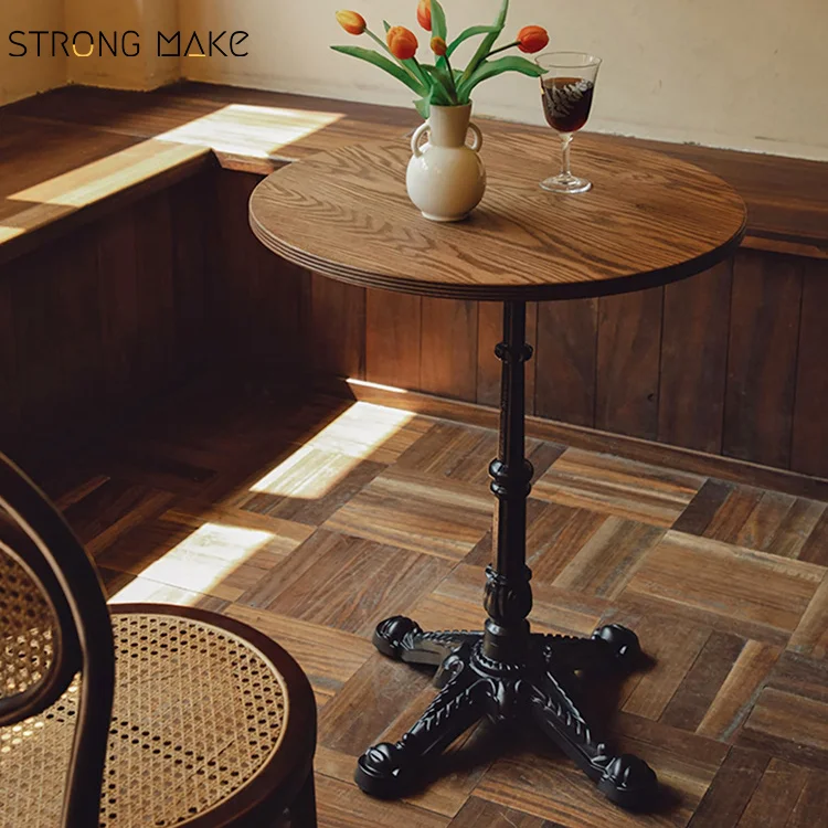 Modern Sintered Stone Basse Travertin Coffee Cafe Table Bar 4 Seater Round Single Leg Dining Table Travertine Restaurant Table