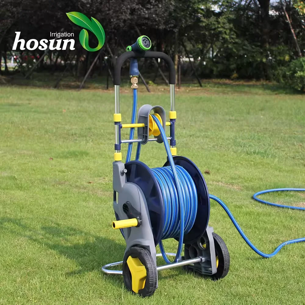 Hot sale 100m two wheel colorful irrigation system  plastic high pressure water truck  garden hose reel