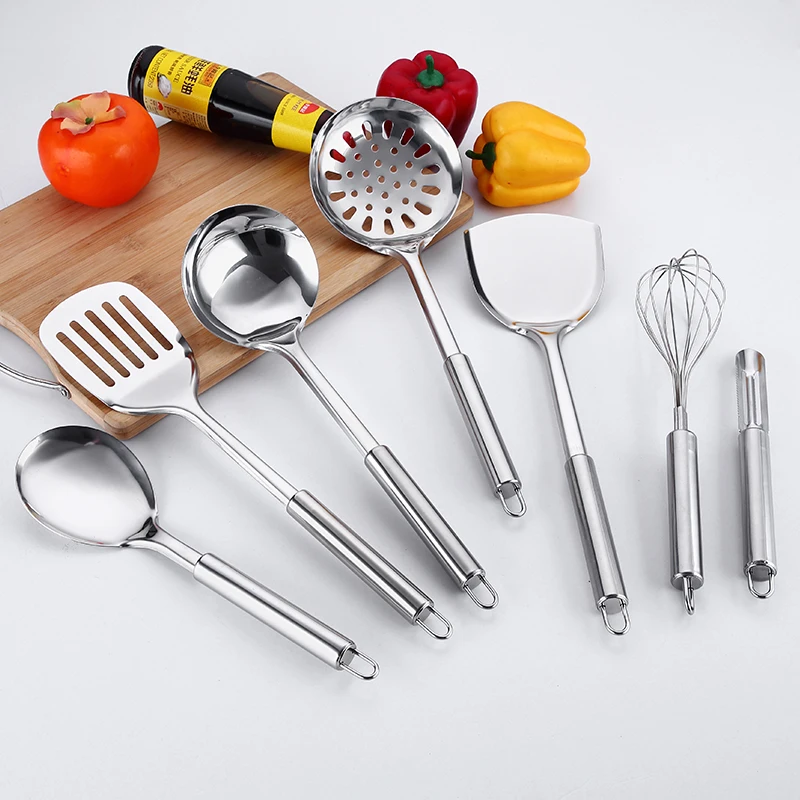 Набор из 6 предметов, кухонная утварь из нержавеющей стали, набор кухонной утвари с держателем