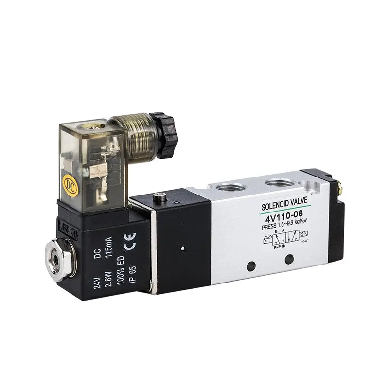 4V100 Series Operated Directional Valve 4V120-06 2 Position 5 Way Single Double Coil Electric Pneumatic Air Solenoid Valve
