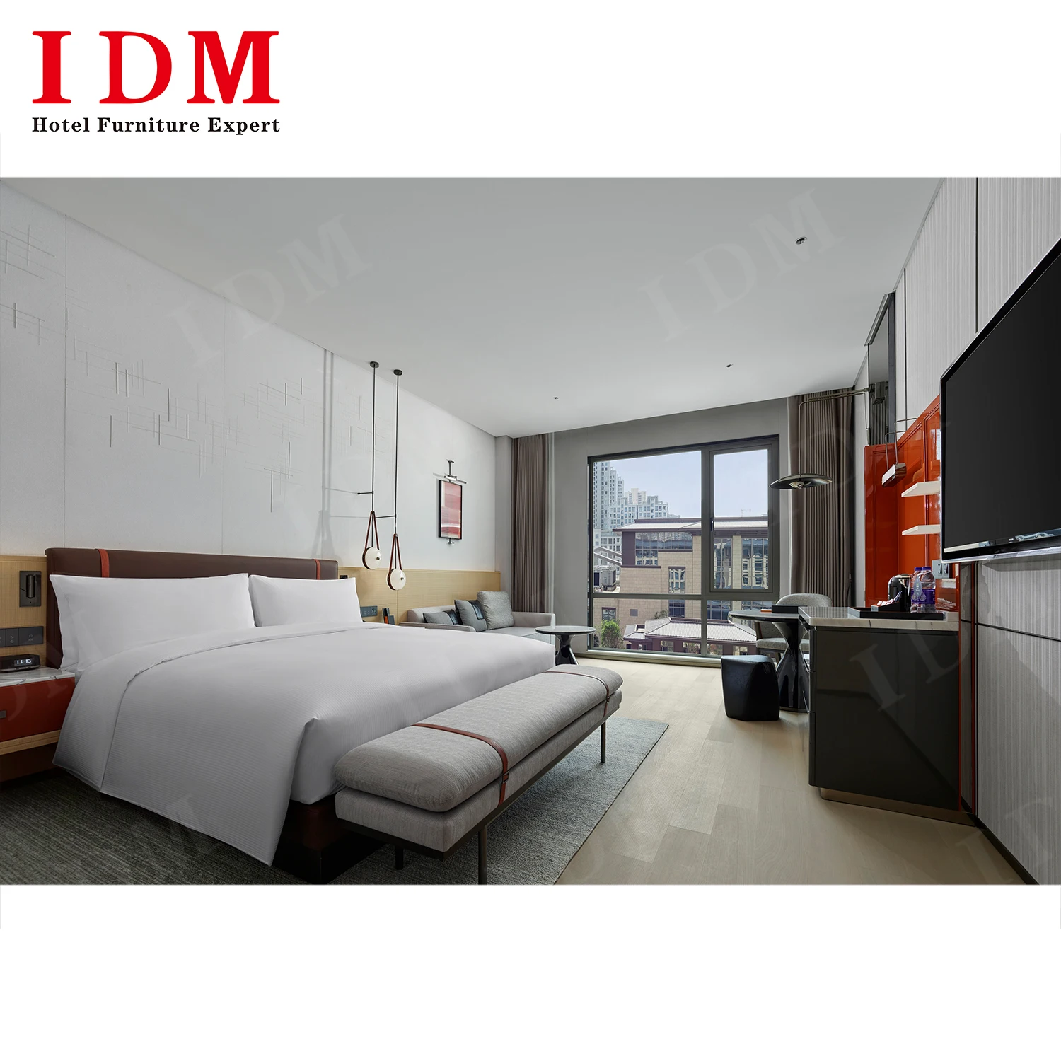 5 Star Hotel Wanda Vista Bedroom Set Modern DoubleTwin Room Hotel Room Customized Hotel Bedroom Furniture