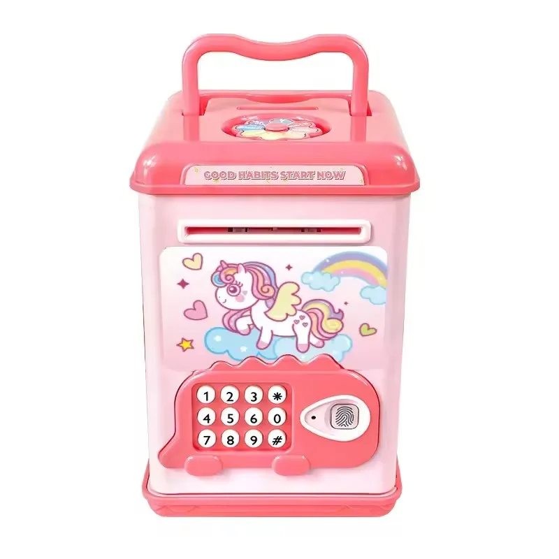 Wholesale new design smart piggy bank Free DIY Stickers Saving Money Box Fingerprint Unlock Electronic saving pot simulated bank