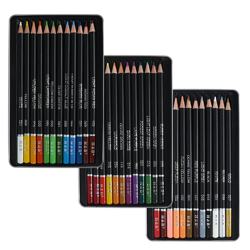 Professional Colored Pencils Set 12 Colors Artists Drawing Colour Pencils with Customized Logo and Packaging
