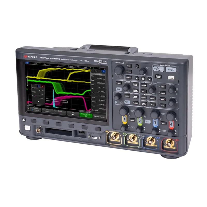 Keysight DSOX3054G oscilloscope: bandwidth of 500 MHz, 4 analog channels, 4 Mpts memory