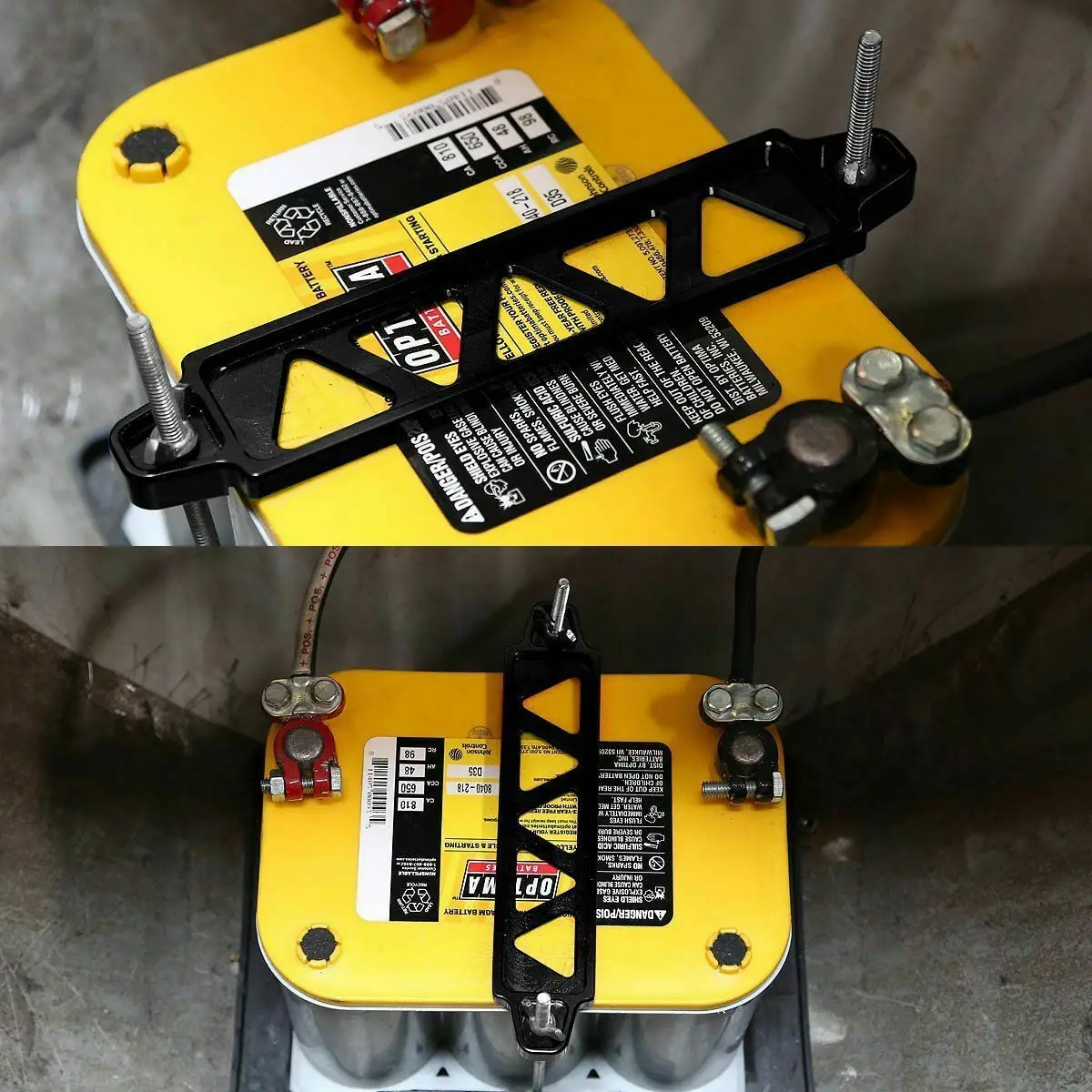 AUSO 220mm / 190mm Aluminum Universal Battery Auto Battery Tie Down Mount Holder Bracket Brace Bar for Honda Civic EK EG BA002