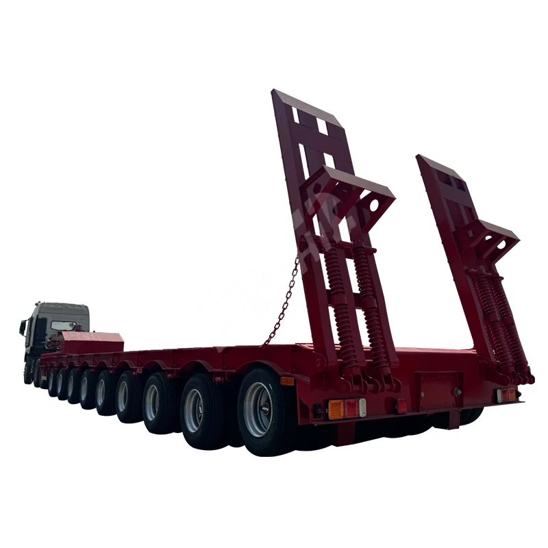 Customized High Quality 40Ft 100Ton 150 Ton Heavy Duty Transport 9 Lines 18 Axles Low Bed Boy Container Semi Trailer For Sale