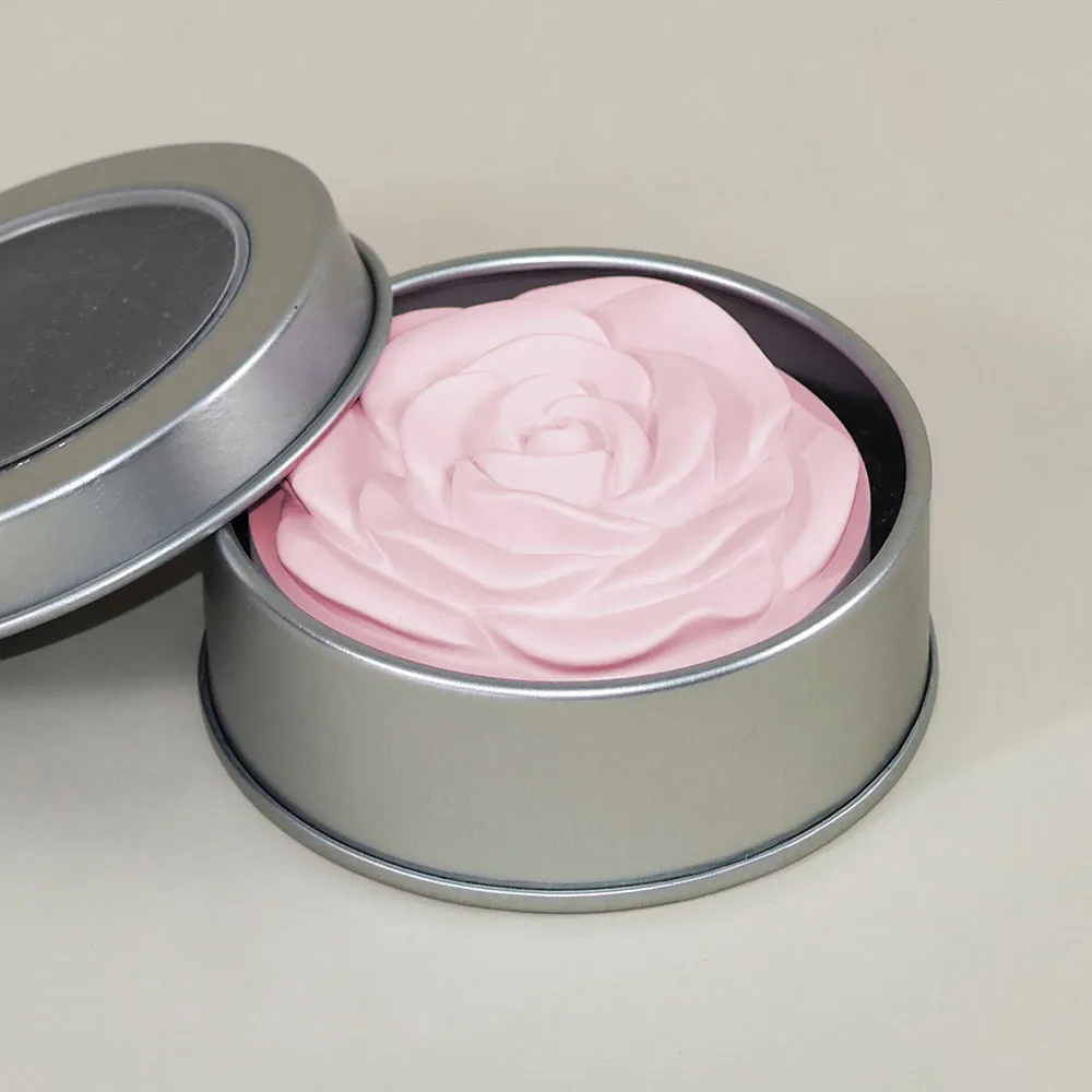 Custom Design Colors Wholesale Handmade Passive Pink Plaster Rose Flowers Shape Essential Oils Aroma Diffuser with Tin Box