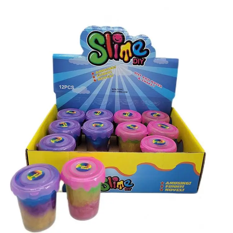 Hot sale round cup foam slime scented crystal mud slime glue 7*6cm colorful slime for kids gift