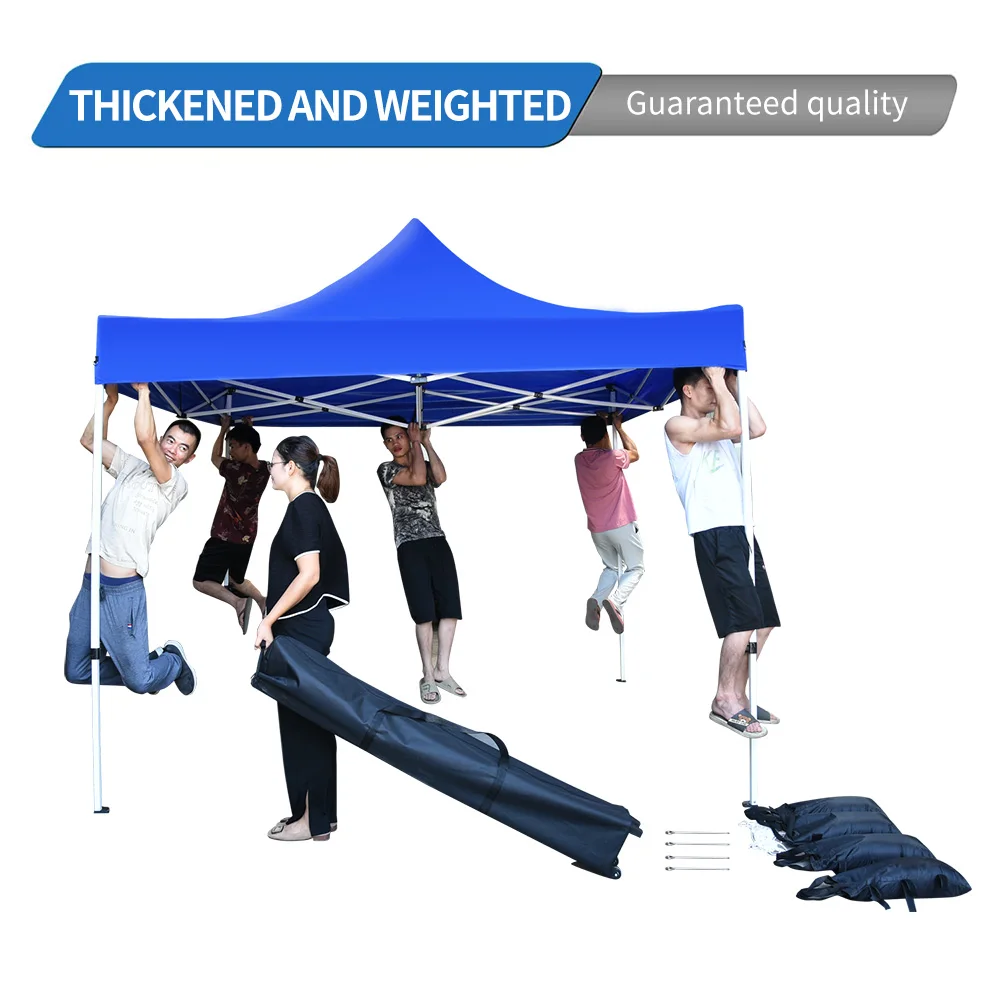 10x10FT 3x3m Portable Gazebo Shelter Blue Durable Fabric Pop Canopy Tent Waterproof Marquee Tent Outdoor Multiple Use Trade