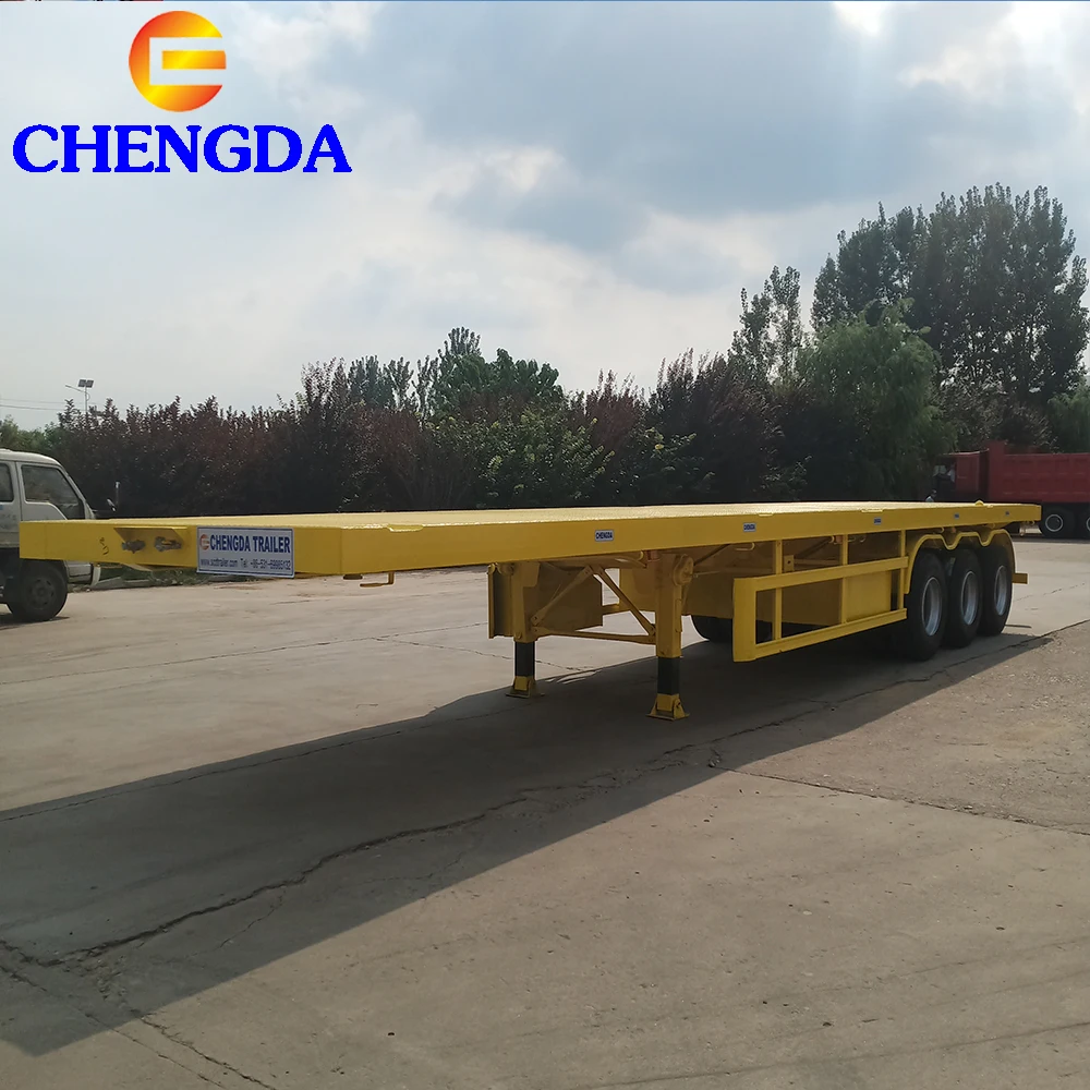 Tanzania used flatbed trailer 20ft china nade steel cargo handling flatbed quadricycle dolly car dolly trailer with brakes