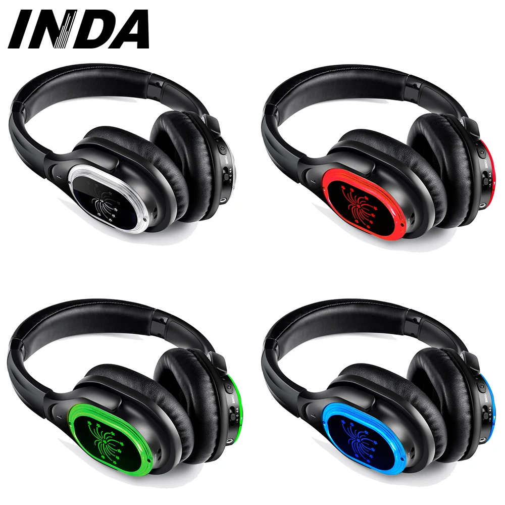 Top Sell Logo customized 3 Channels Silent Disco Headphones With LED Light