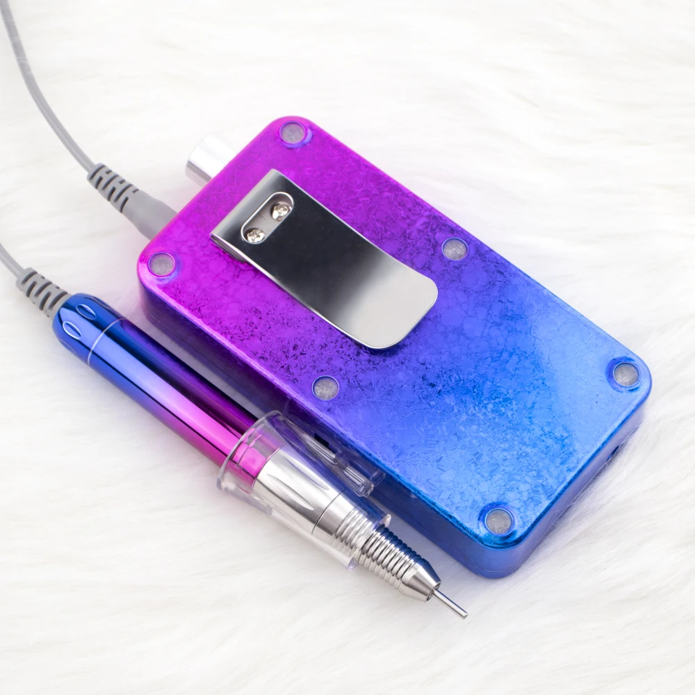  2021 Brilliant Gradient Blue/Red Color 35000rpm Rechargeable Brushless Motor E File Nail Drill for High-end