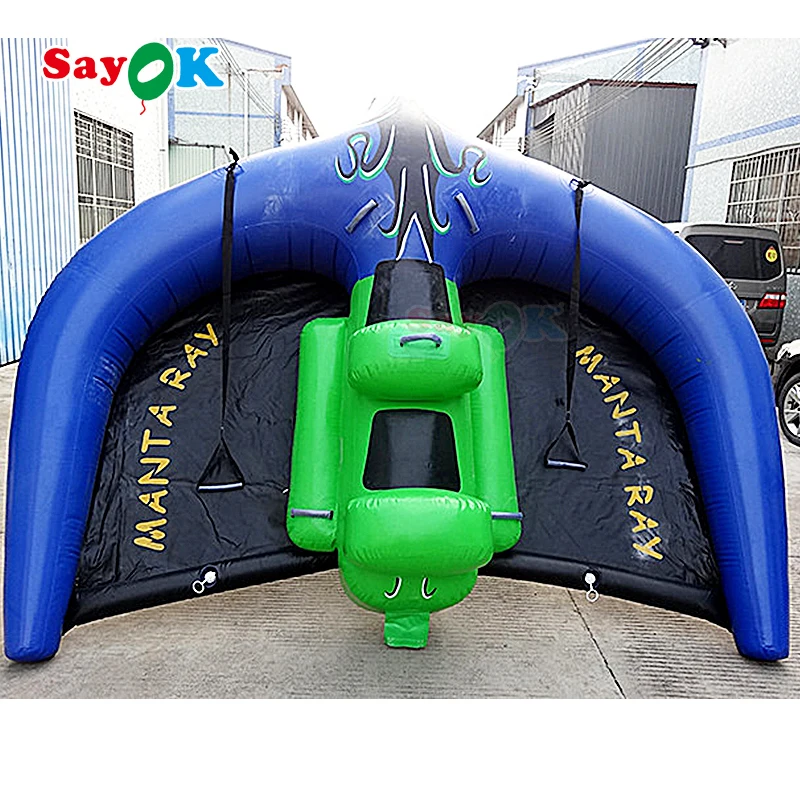 Crazy and interesting two person inflatable flying fish water park game equipment is sold with towable boats