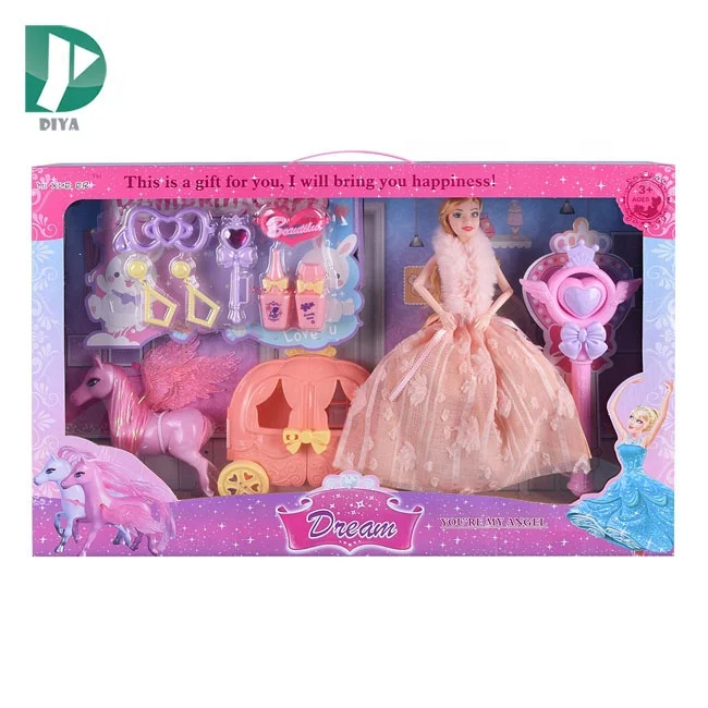 29cm luxury present kids baby doll accessories toy horse carriage fashion doll with fairy wand