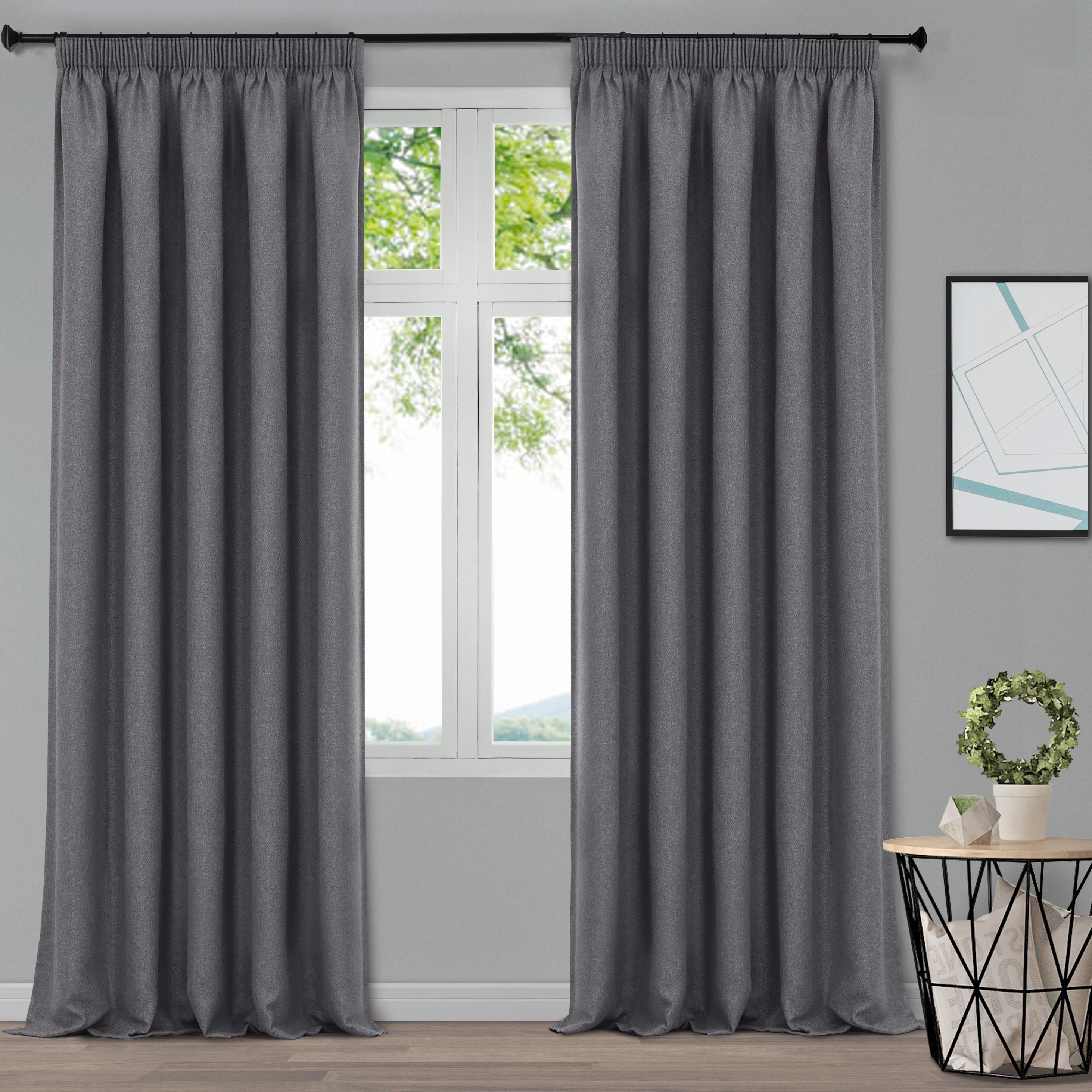 Block out eyelet window curtains /pencil pleat window curtains- Triple weave