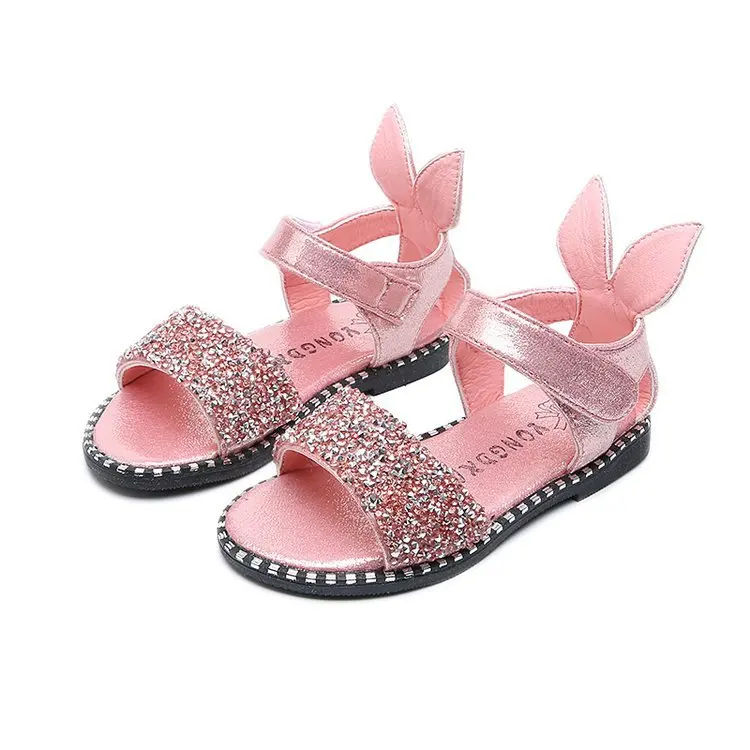 High quality bling-bling children sandals girl dress shoes wholesale anti-slip