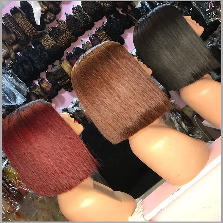 Cheap 13X4 Lace Frontal Blunt Cut Perruque Bob Natural 100% Human Weaves And Wigs Bob Raw Brazilian Bob Hair Wig For Woman