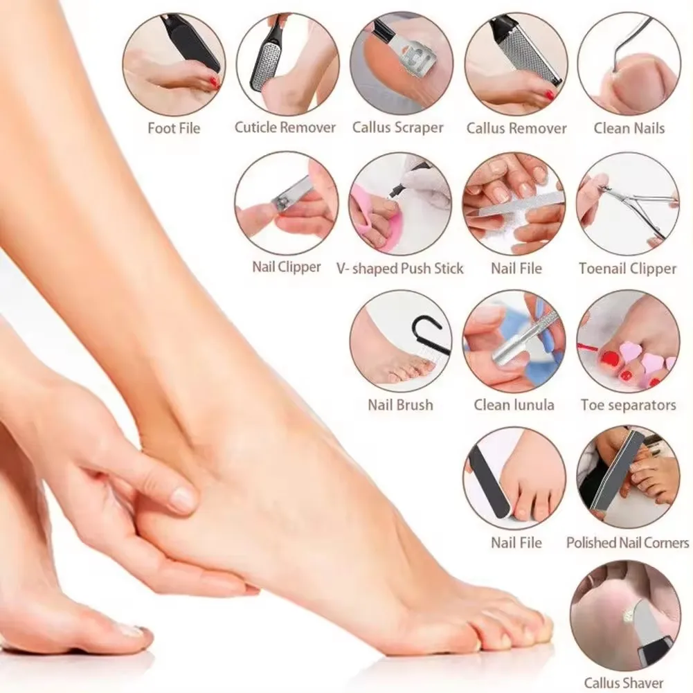 Wholesale 24 In 1 Pedicure Tool Set Professional Foot Care Products Podiatry Callus Remover Tools Nail clipper Tool Kit Set