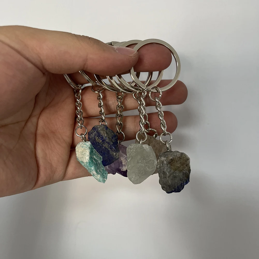 Natural Healing Crystals Stones Key Chain For Gift