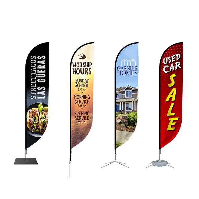 Promotion Product Custom Feather Flag waterproof feather banner flags pole trading double sided printing