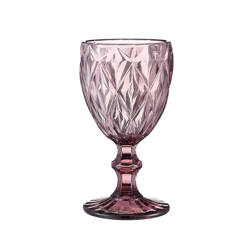 Heat Resistant Vintage Goblet Wine Juice Glass Cups Color Emboss Drink Glass Sublimation For Wedding Bar Patty
