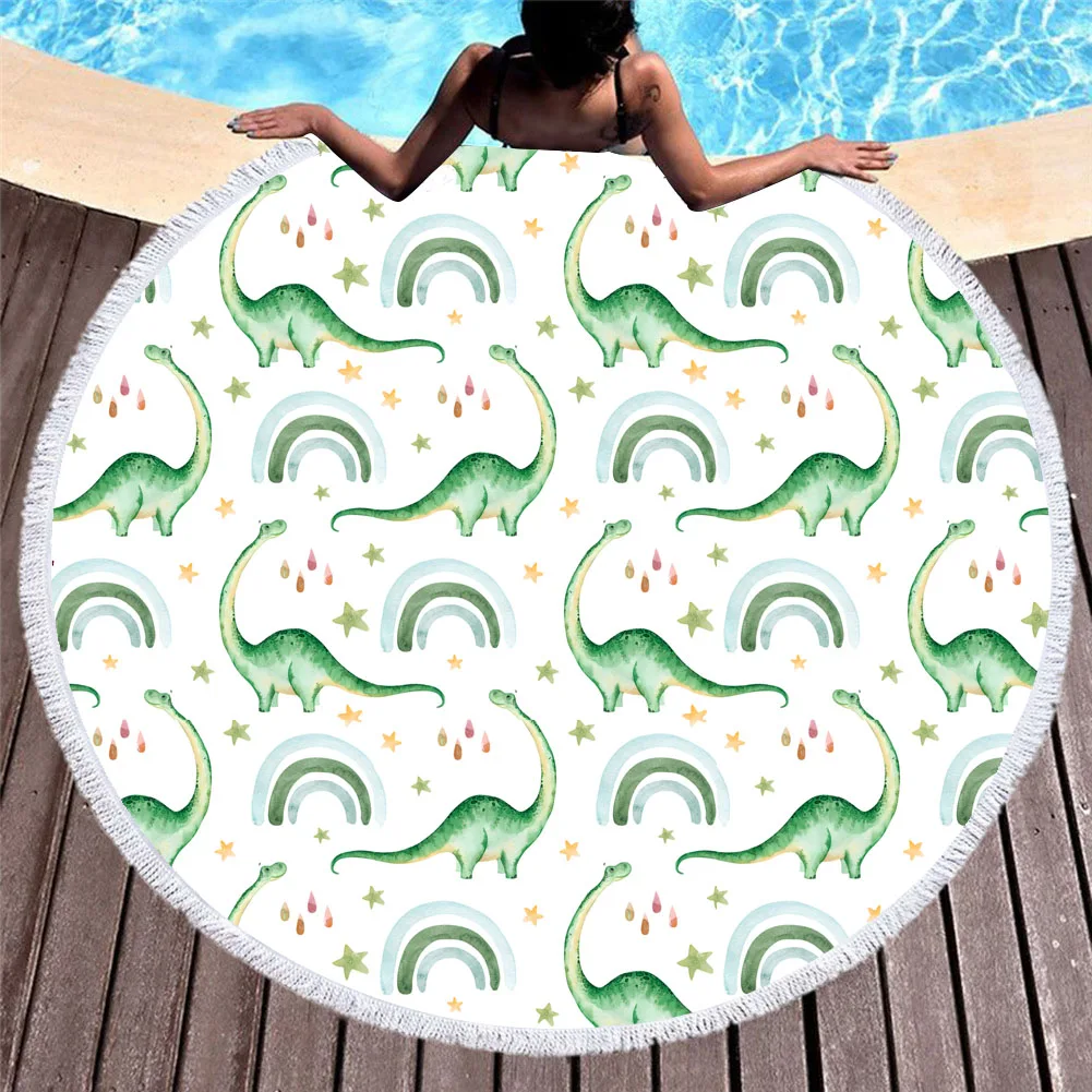 Hot Selling Custom Print Round Microfiber Blanket Travel Fast Dry Large Beach Towel With Tassel For Summer Beach