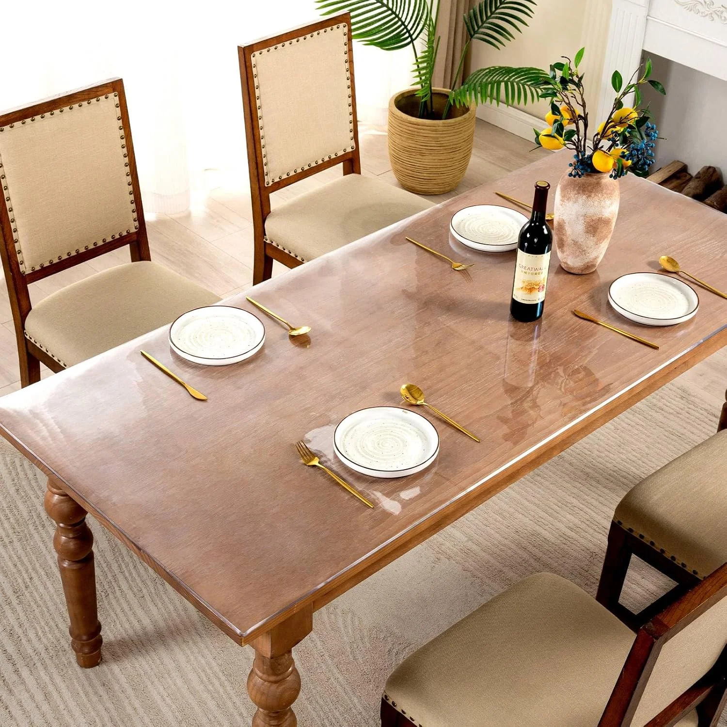 Crystal PVC Table Mat Waterproof Plastic Desk Protector for Side End Table Keyboard Pads Laptop Desk Writing Desk