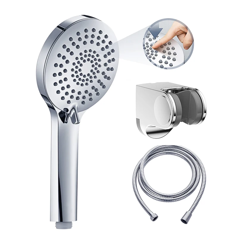 chrome finish hand shower set for bathroom with wall bracket and hose high quality bath shower factory oem