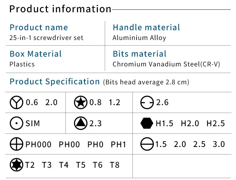 Cell Phone Pocket Precision Screwdriver Set Repair Tool Kit Multi Laptop PC 24 Bits for Iphone Samsung Xiaomi Plain OEM Head Box