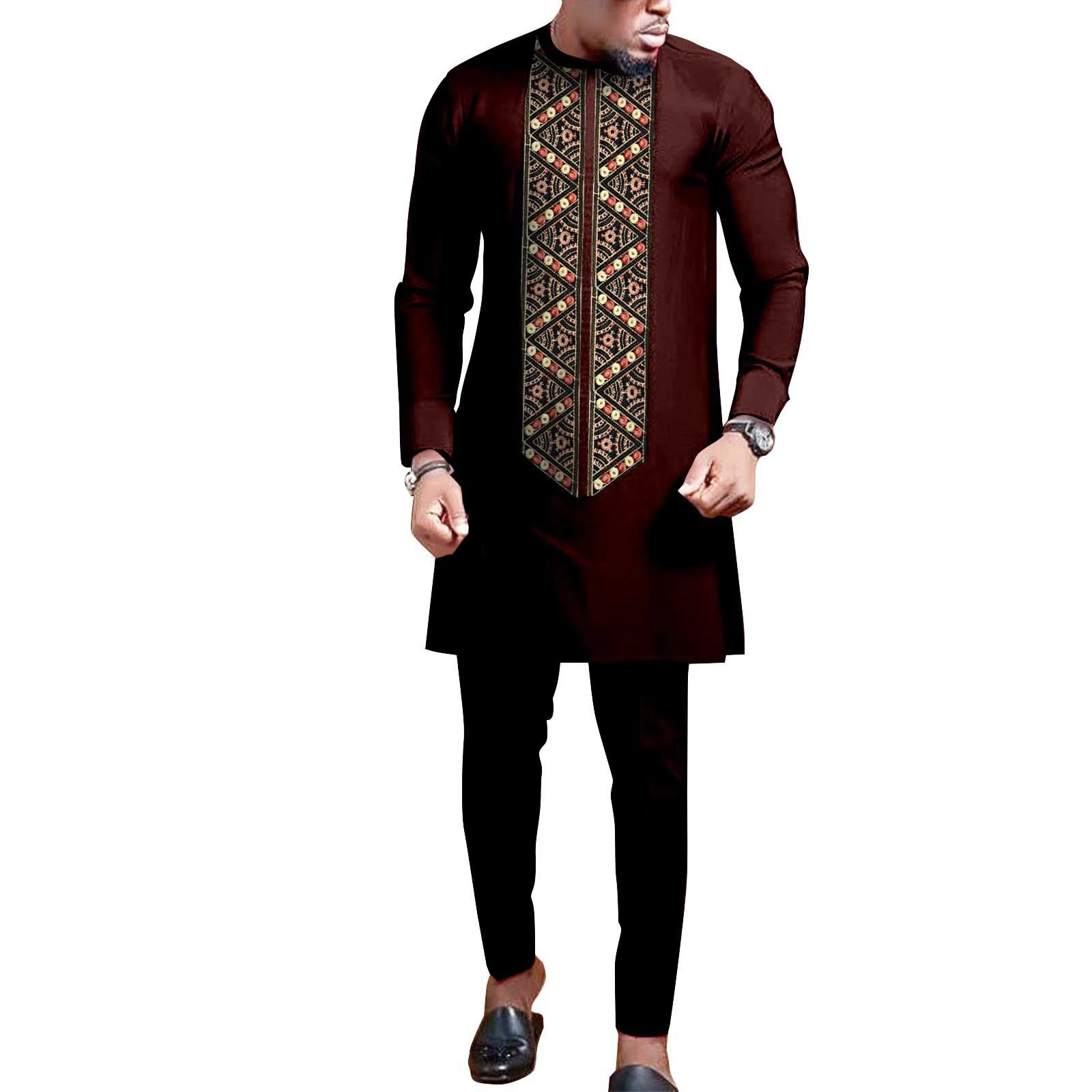 Wholesale New African Clothing Factory Good Order Solid Color Men Clothing Clothes African Men Traditional Outfit Suit