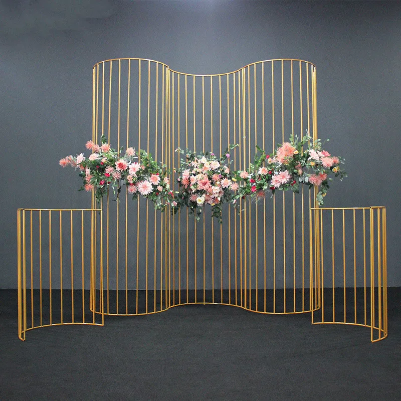 Golden birthday party background Arch pergola arch frame Luxury wedding background decorated with removable metal wedding arch