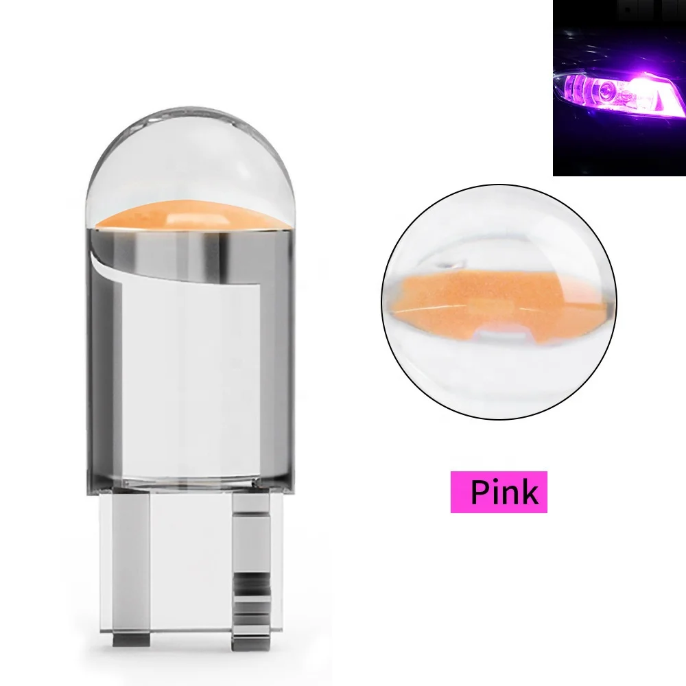 Infitary COB Glass Auto License Plate Dome Read DRL Lamp Style 12V White Red Yellow Green Blue Pink Car Light Bulb T10 W5W LED