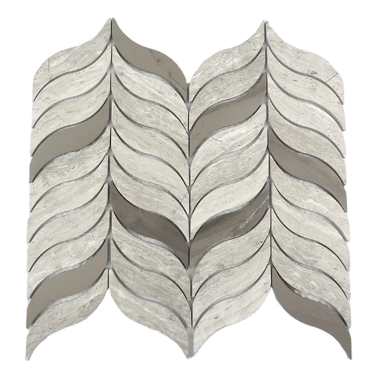 Top rated best wholesale pure white wooden waterjet marble mosaic tile