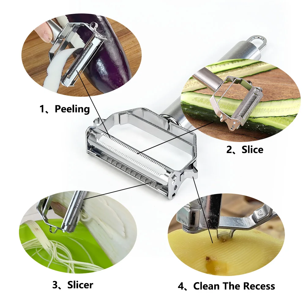 USA Warehouse Free Shipping Stainless Steel Potato Peeler With Grater Multifunctional Manual Kitchen Fruit Veg Gadgets