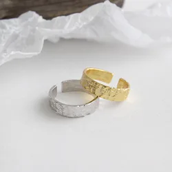 Korean version of irregular concave-convex gold and silver foil paper pattern open ring