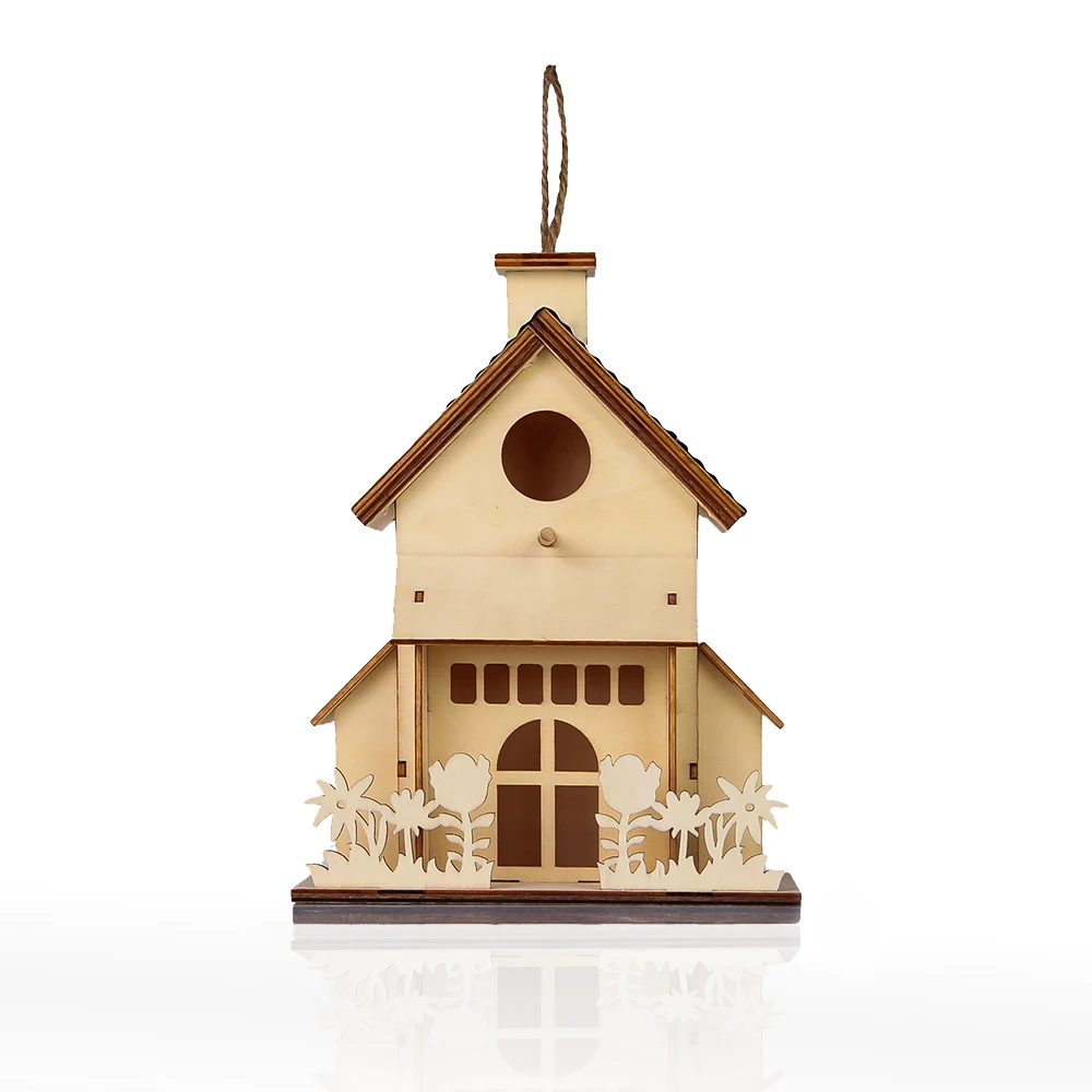 
Wholesale outdoor house shaped wood birdhouse wooden bird house 