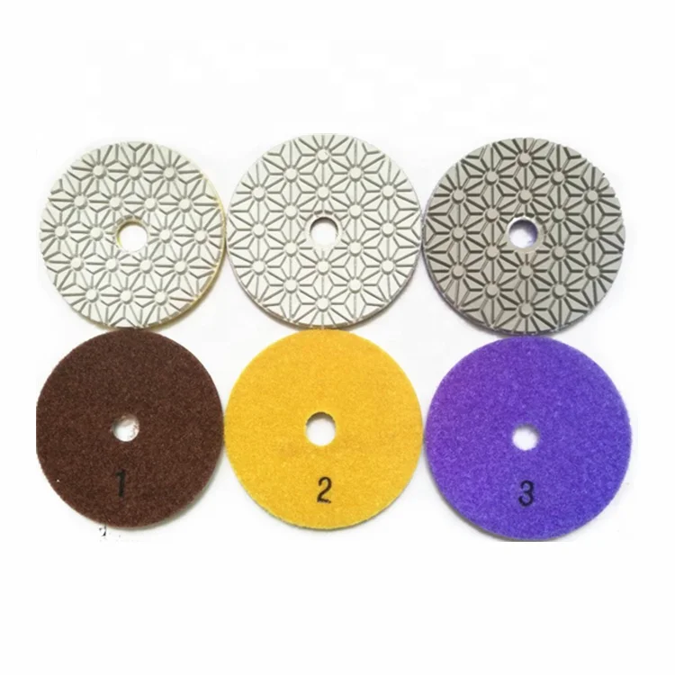 JDK 100mm  Diamond 3 Step Polishing Pads For Granite,Quartz And Stone 4 inch Granite 3 Step Polishing Pad