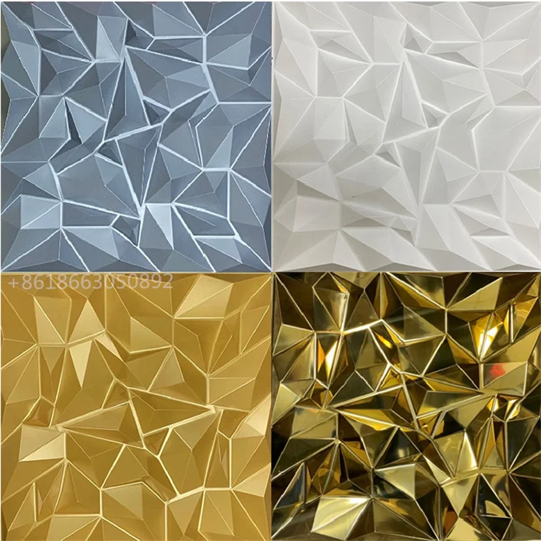 wholesale Newest Design PVC Wallpaper Ceiling Waterproof Electroplating Gold PVC 3D Wall Panel/Board